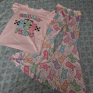 Peeps Soft Girls outfit with flared out leggings! Like New! Super Cute!